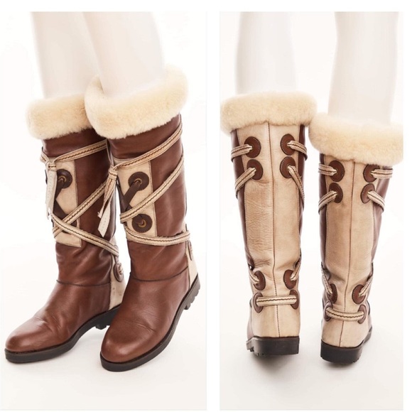 70’s leather and shearling winter boots - Picture 1 of 9
